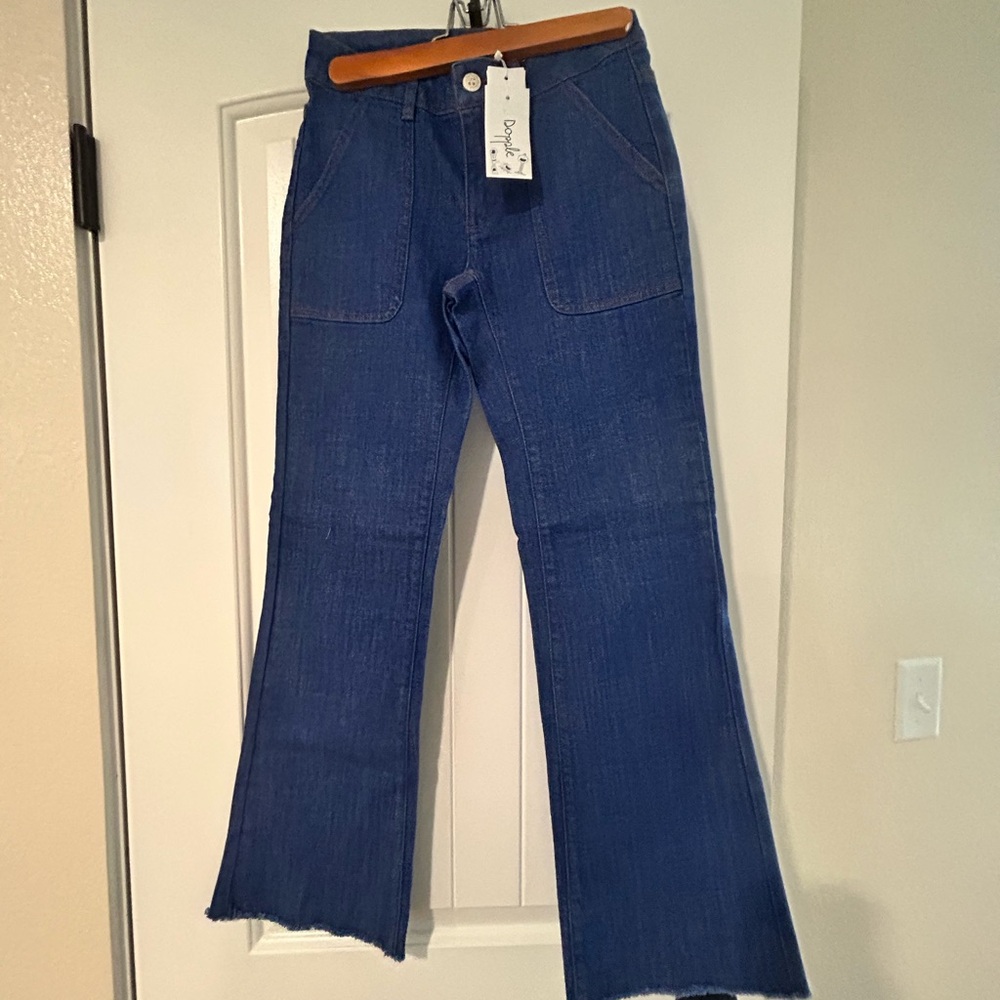 Bonpoint Blue Flare Wide Leg Jeans - Picture 10 of 11